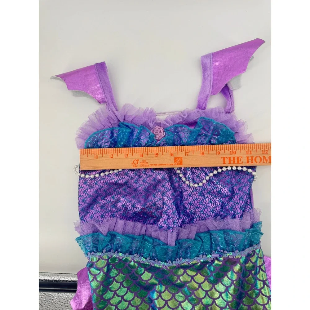 Teetot Mermaid Costume Dress Purple Teal Metallic Size 7-8 Dress Up Pretend Play